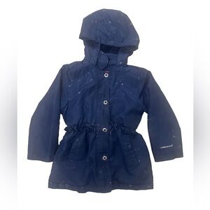 LONDON FOG Blue Silver Celestial Stars Moon Girls Parka Jacket Size 6 Hooded